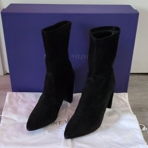 Stuart Weitzman Black Suede Clinger Boots